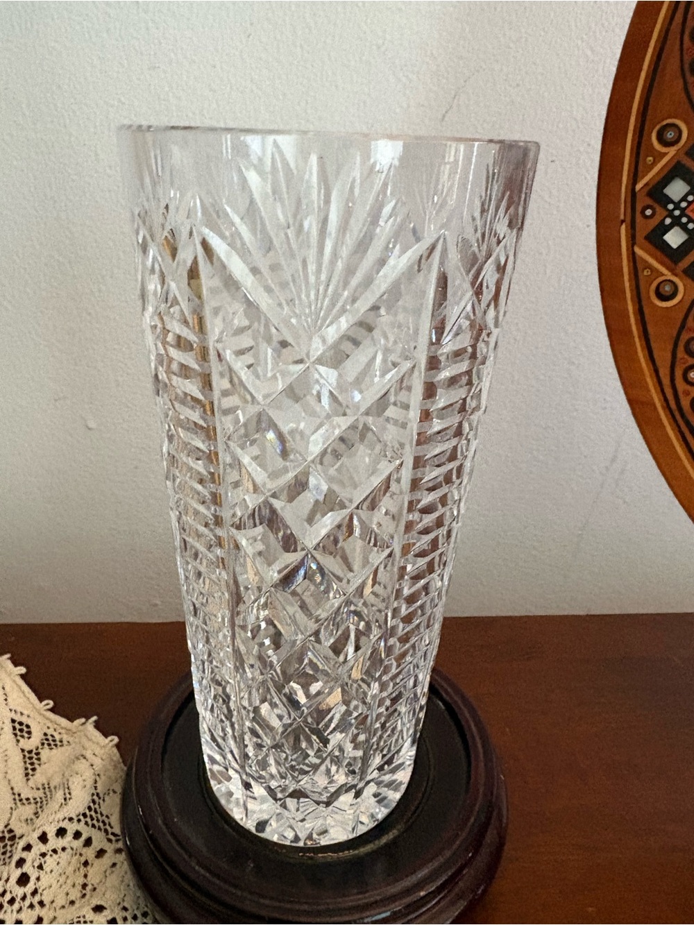 Waterford Crystal Cut Glass Flower 8” Vase - Clear